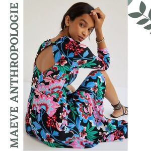 Anthropologie Maeve Ruched Floral Maxi Dress 20W/2X
